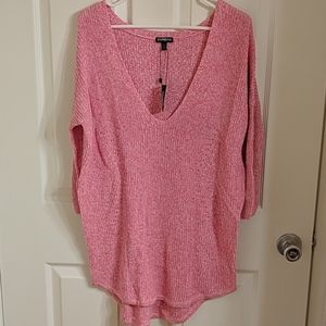 Express Pink Lightweight Midi-sleeve sweater